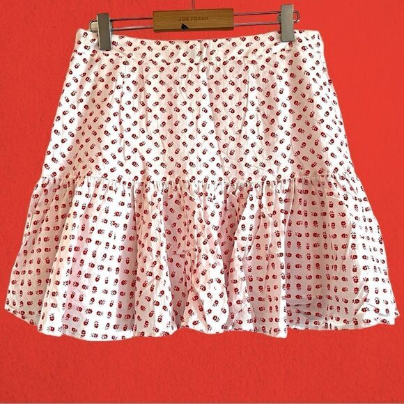 Claudie Pierlot mini ruffled cotton skirt white with red flowers - Picture 5 of 15